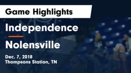 Independence  vs Nolensville  Game Highlights - Dec. 7, 2018