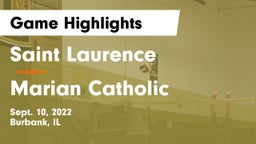 Saint Laurence  vs Marian Catholic  Game Highlights - Sept. 10, 2022