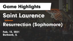 Saint Laurence  vs Resurrection (Sophomore) Game Highlights - Feb. 13, 2021