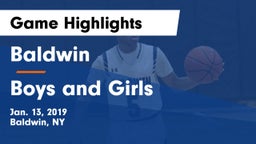Baldwin  vs Boys and Girls Game Highlights - Jan. 13, 2019
