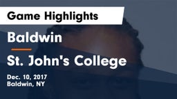 Baldwin  vs St. John's College  Game Highlights - Dec. 10, 2017