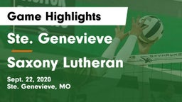 Ste. Genevieve  vs Saxony Lutheran  Game Highlights - Sept. 22, 2020