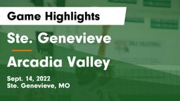 Ste. Genevieve  vs Arcadia Valley  Game Highlights - Sept. 14, 2022