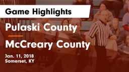 Pulaski County  vs McCreary County Game Highlights - Jan. 11, 2018