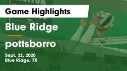 Blue Ridge  vs pottsborro Game Highlights - Sept. 22, 2020