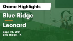 Blue Ridge  vs Leonard  Game Highlights - Sept. 21, 2021