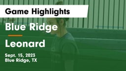 Blue Ridge  vs Leonard  Game Highlights - Sept. 15, 2023