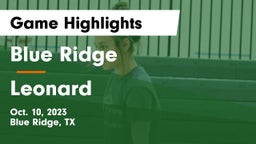 Blue Ridge  vs Leonard  Game Highlights - Oct. 10, 2023