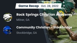 Recap: Rock Springs Christian Academy vs. Community Christian  - Stockbridge 2022