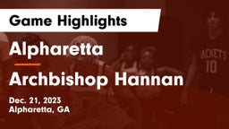 Alpharetta  vs Archbishop Hannan  Game Highlights - Dec. 21, 2023