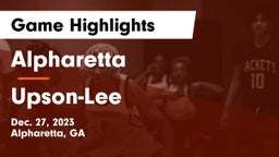 Alpharetta  vs Upson-Lee  Game Highlights - Dec. 27, 2023