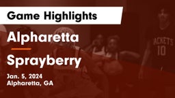 Alpharetta  vs Sprayberry  Game Highlights - Jan. 5, 2024