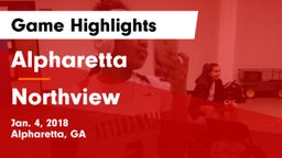 Alpharetta  vs Northview  Game Highlights - Jan. 4, 2018