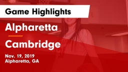 Alpharetta  vs Cambridge  Game Highlights - Nov. 19, 2019