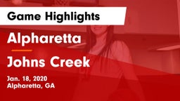 Alpharetta  vs Johns Creek  Game Highlights - Jan. 18, 2020