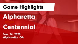 Alpharetta  vs Centennial  Game Highlights - Jan. 24, 2020