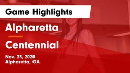 Alpharetta  vs Centennial  Game Highlights - Nov. 23, 2020