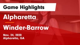 Alpharetta  vs Winder-Barrow  Game Highlights - Nov. 24, 2020