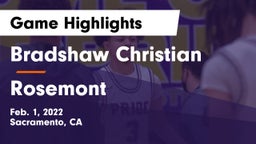 Bradshaw Christian  vs Rosemont Game Highlights - Feb. 1, 2022