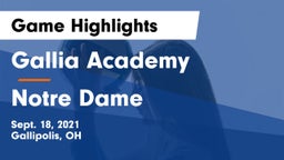 Gallia Academy vs Notre Dame  Game Highlights - Sept. 18, 2021