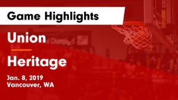 Union  vs Heritage  Game Highlights - Jan. 8, 2019