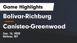 Bolivar-Richburg  vs Canisteo-Greenwood Game Highlights - Jan. 16, 2020