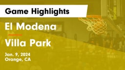 El Modena  vs Villa Park  Game Highlights - Jan. 9, 2024