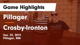 Pillager  vs Crosby-Ironton  Game Highlights - Jan. 22, 2019