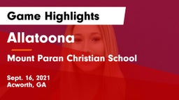 Allatoona  vs Mount Paran Christian School Game Highlights - Sept. 16, 2021