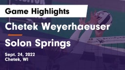 Chetek Weyerhaeuser  vs Solon Springs Game Highlights - Sept. 24, 2022