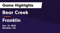 Bear Creek  vs Franklin  Game Highlights - Jan. 16, 2018