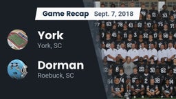 Recap: York  vs. Dorman  2018