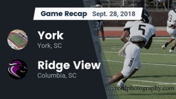 Recap: York  vs. Ridge View  2018