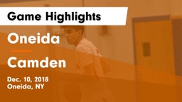 Oneida  vs Camden  Game Highlights - Dec. 10, 2018