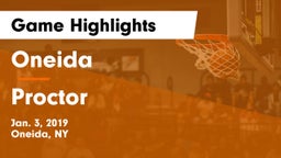 Oneida  vs Proctor  Game Highlights - Jan. 3, 2019