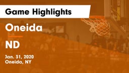 Oneida  vs ND Game Highlights - Jan. 31, 2020