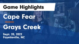 Cape Fear  vs Grays Creek  Game Highlights - Sept. 20, 2022