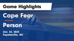 Cape Fear  vs Person  Game Highlights - Oct. 24, 2023