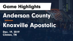 Anderson County  vs Knoxville Apostolic Game Highlights - Dec. 19, 2019