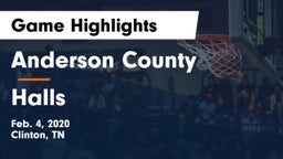Anderson County  vs Halls  Game Highlights - Feb. 4, 2020