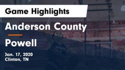 Anderson County  vs Powell  Game Highlights - Jan. 17, 2020