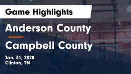 Anderson County  vs Campbell County  Game Highlights - Jan. 31, 2020