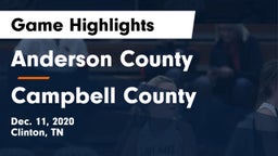 Anderson County  vs Campbell County  Game Highlights - Dec. 11, 2020