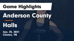 Anderson County  vs Halls  Game Highlights - Jan. 25, 2021
