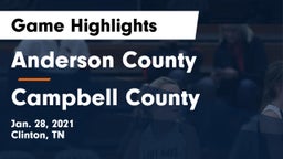 Anderson County  vs Campbell County  Game Highlights - Jan. 28, 2021