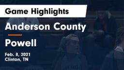 Anderson County  vs Powell  Game Highlights - Feb. 8, 2021