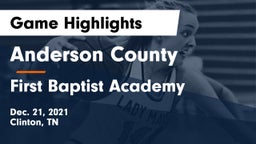 Anderson County  vs First Baptist Academy Game Highlights - Dec. 21, 2021