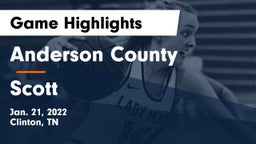 Anderson County  vs Scott  Game Highlights - Jan. 21, 2022