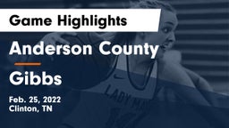 Anderson County  vs Gibbs  Game Highlights - Feb. 25, 2022