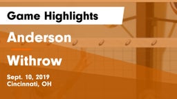 Anderson  vs Withrow  Game Highlights - Sept. 10, 2019